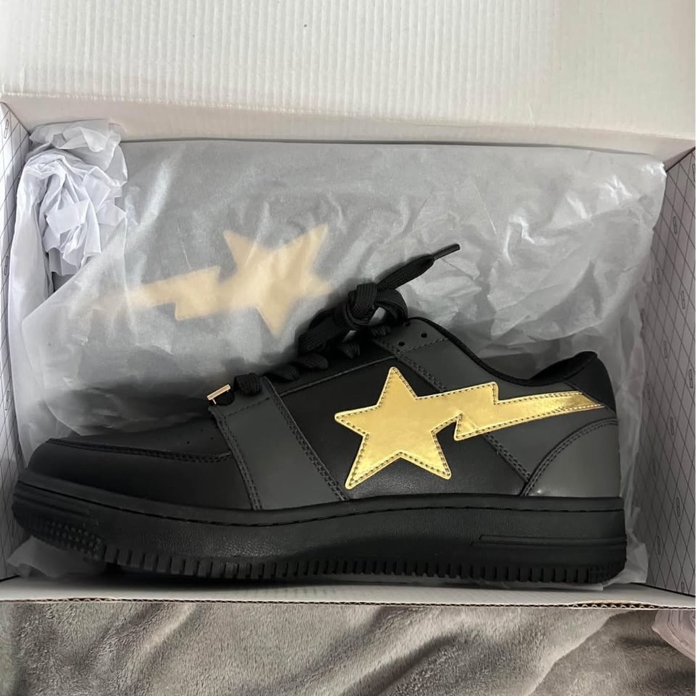 Bape BAPESTA black gold size 12
